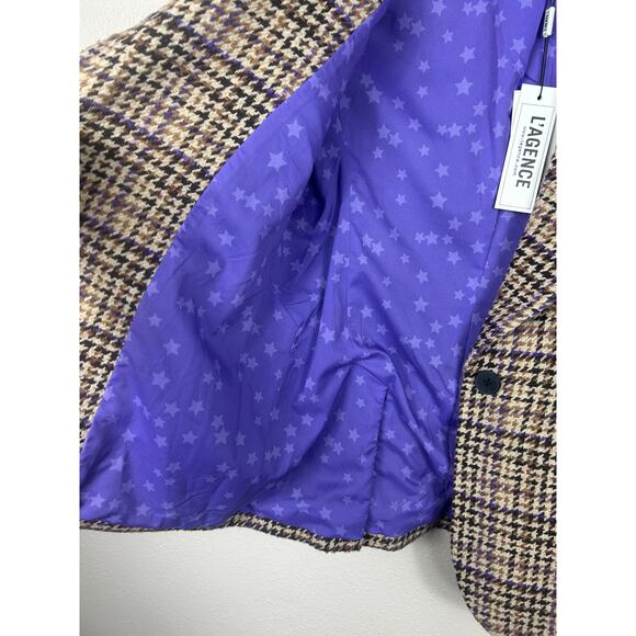L'Agence NWT Tweed Wool Blend Houndstooth Blazer Tan Sz 4 Office Business Casual - Picture 7 of 9